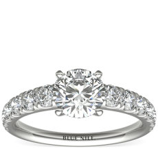 Graduated Tazza Pave-Set Diamond Engagement Ring in Platinum (3/4 ct. tw.)